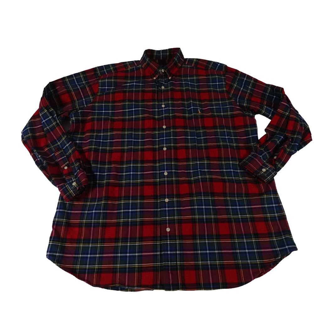 Ralph Lauren Christmas Outdoor Plaid Button Up Long Sleeve Shirt Men's 2XLT